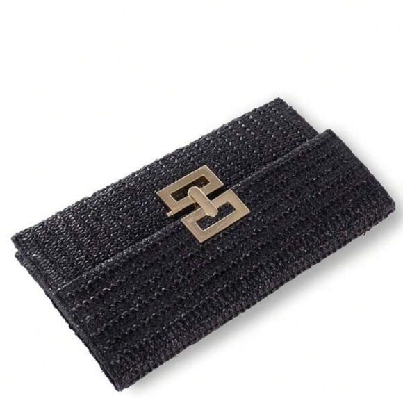 Luxe woven vacation clutch